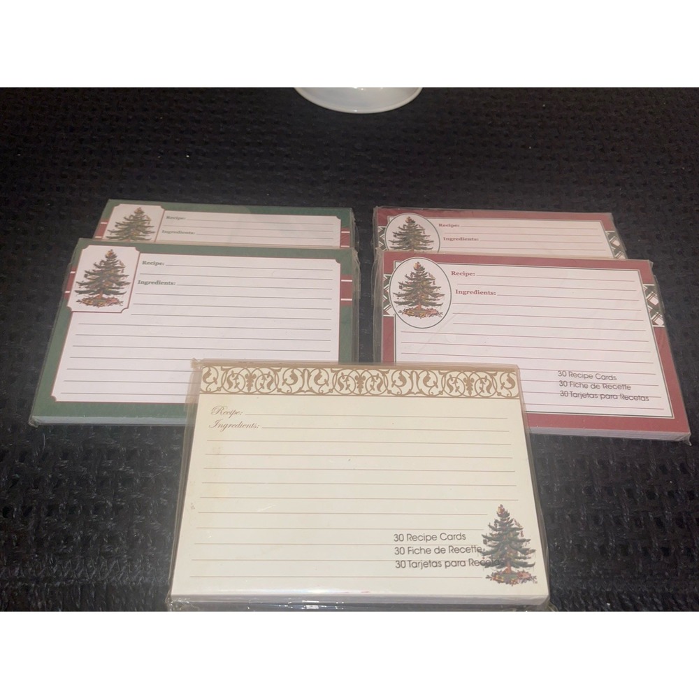 Spode Christmas Tree Recipe Card Bundle Of 6 Pks of 30 Holiday Vintage Style New